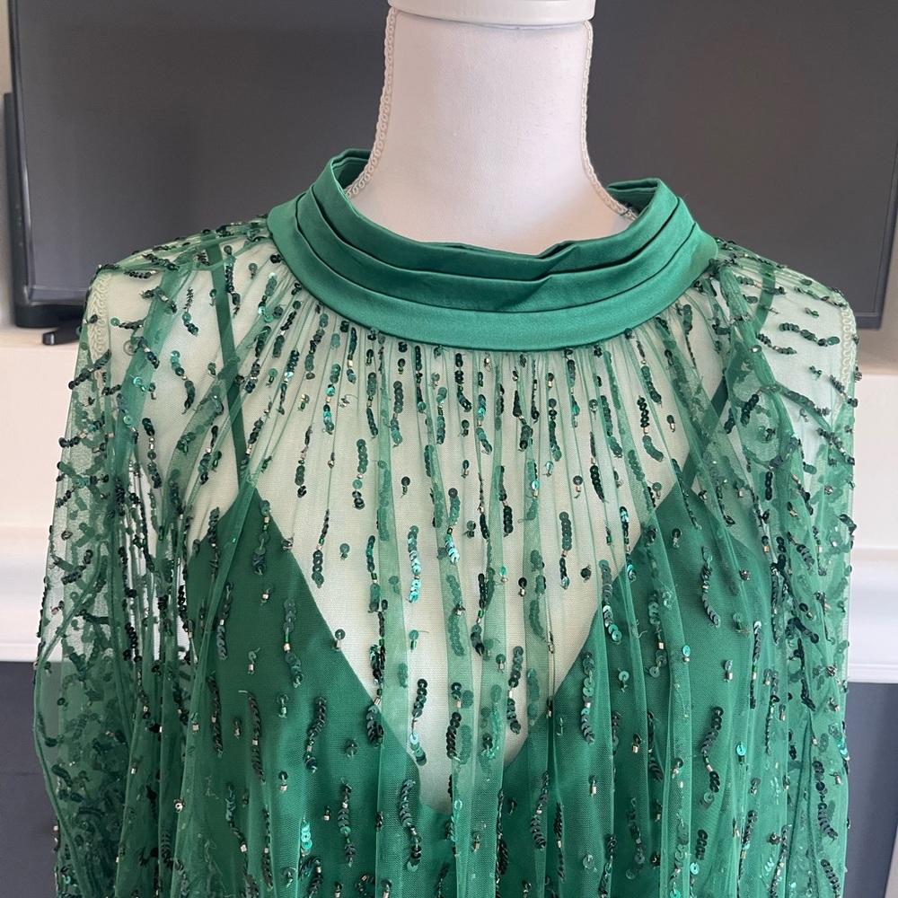 Alice + Olivia Zenon Embellished Tie-Neck Cape Mini Dress 
$1,495 NWT - Picture 6 of 11